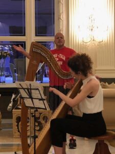 person playing harp